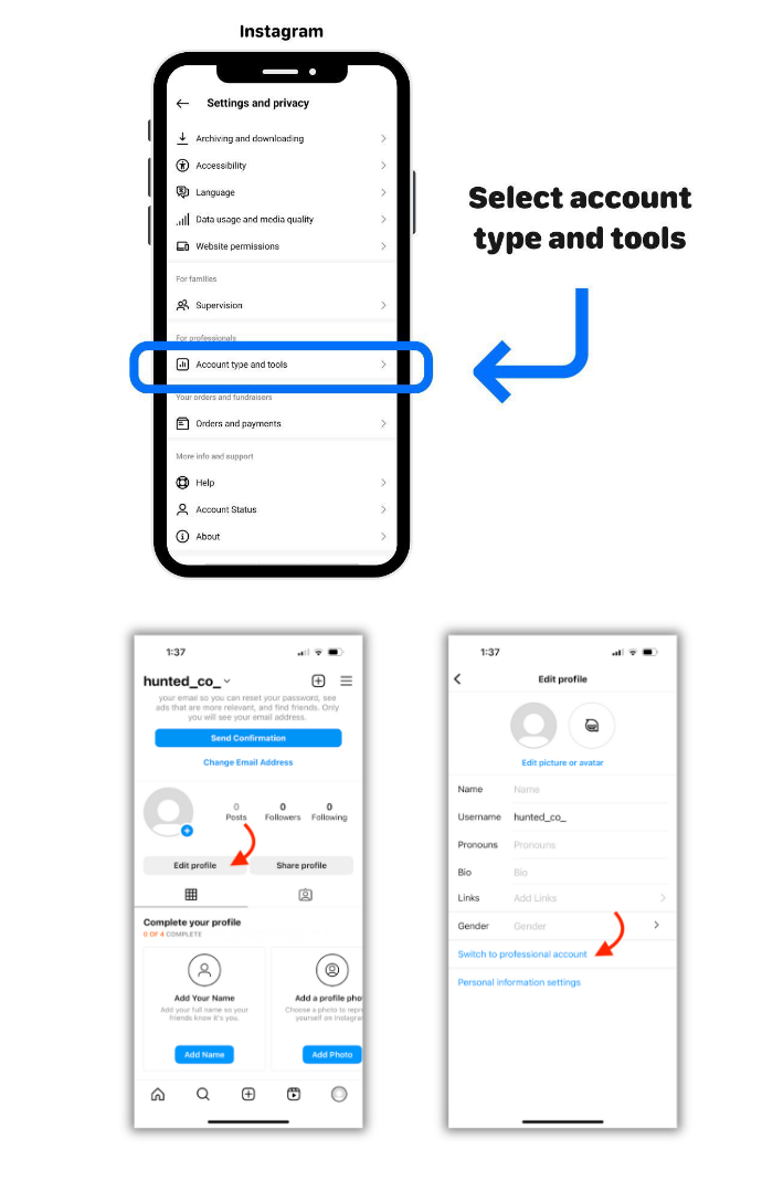 Convert Instagram to Business or Creator
